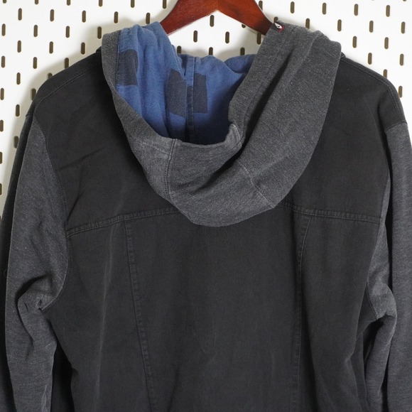 Quiksilver Hooded Jacket Mens Large Black Gray‎ Button Up Shirt Jacket - Picture 9 of 9